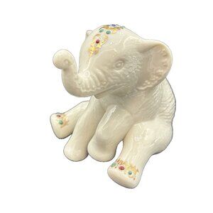 Lenox Jewel Collection Elephant Sitting Tusks Up Figurine Porcelain Vintage 1992